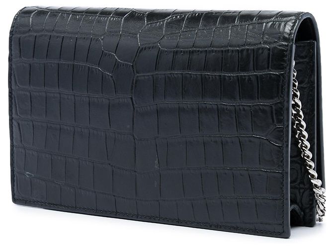 Autre Marque Borsa a tracolla Monogram Kate con nappina in pelle effetto coccodrillo nera Saint Laurent Nero - vista 2