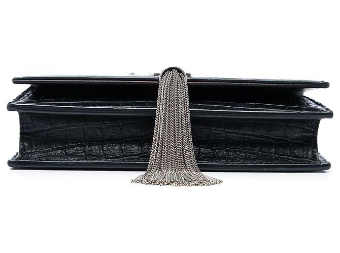 Autre Marque Borsa a tracolla Monogram Kate con nappina in pelle effetto coccodrillo nera Saint Laurent Nero - vista 3
