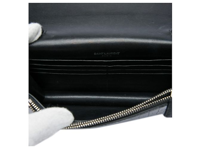 Autre Marque Borsa a tracolla Monogram Kate con nappina in pelle effetto coccodrillo nera Saint Laurent Nero - vista 4