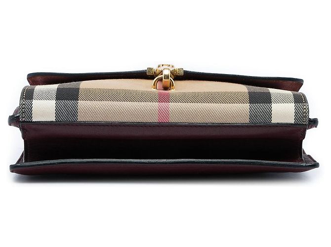 Borsa a tracolla Derby Macken Burberry Small in pelle e tela House Check rossa Rosso - vista 3