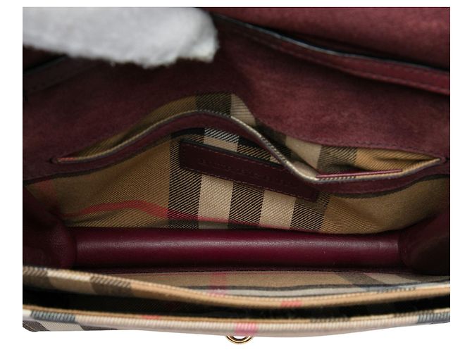 Borsa a tracolla Derby Macken Burberry Small in pelle e tela House Check rossa Rosso - vista 4