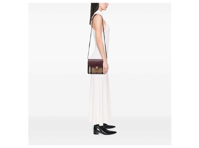 Borsa a tracolla Derby Macken Burberry Small in pelle e tela House Check rossa Rosso - vista 5