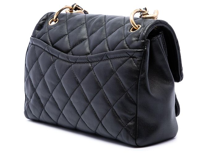 Bolsa Chanel Small Quilted em pele de cordeiro preta com corrente Preto - vista 2