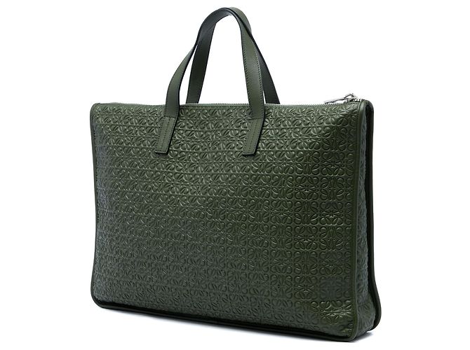 LOEWE Toledo Aktentasche aus Leder mit Anagramm-Prägung Grün - Ansicht 2