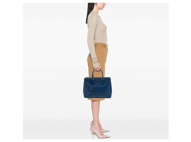 Prada Large Saffiano Lux Galleria Double Zip Tote Blau - Ansicht 6