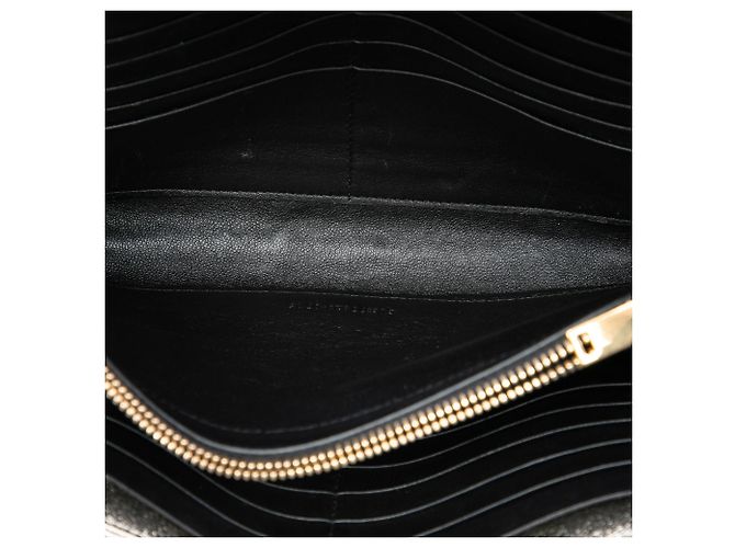 Autre Marque Borsa a tracolla portafoglio a busta monogramma Saint Laurent in pelle di vitello chevron craquelé metallizzato oro D'oro - vista 4