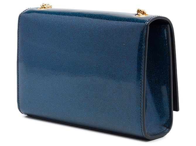 Autre Marque Borsa a tracolla Saint Laurent Kate Small in vernice glitter blu - vista 2