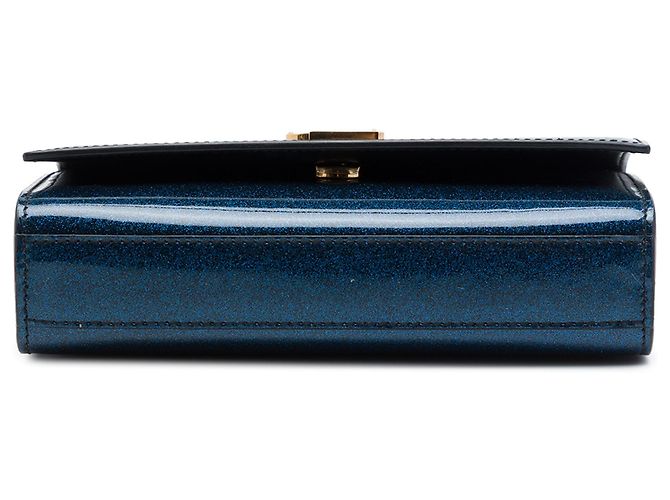 Autre Marque Borsa a tracolla Saint Laurent Kate Small in vernice glitter blu - vista 3