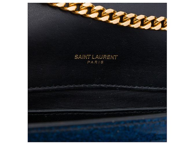 Autre Marque Borsa a tracolla Saint Laurent Kate Small in vernice glitter blu - vista 5