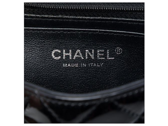 Bolsa Tiracolo Chanel Mini Rectangular Classic Patent Single Flap Preta Preto - vista 5