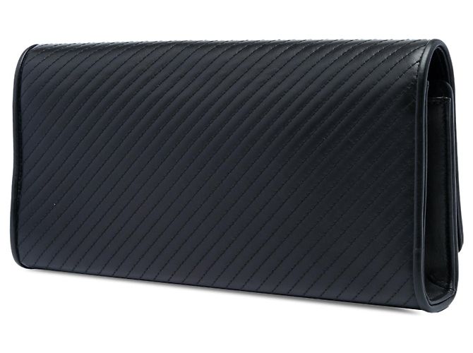 Autre Marque Clutch Saint Laurent Matelassé in pelle di vitello monogramma Cassandre diagonale nera Nero - vista 2