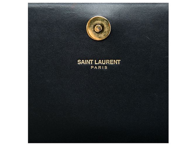 Autre Marque Clutch Saint Laurent Matelassé in pelle di vitello monogramma Cassandre diagonale nera Nero - vista 5