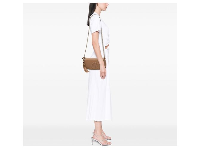 Borsa a tracolla Soho Chain Gucci Medium in pelle di vitello marrone - vista 6