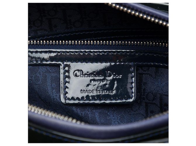 Bolso Lady Dior Large de piel charol Cannage azul - vista 5