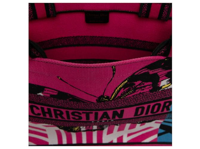 mala Book Tote Dior Medium em tela bordada Rosa Butterfly D Jungle Pop - vista 5