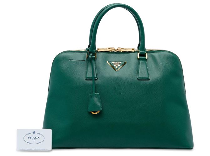 Prada Large Saffiano Lux Promenade Satchel Tasche Grün - Ansicht 7