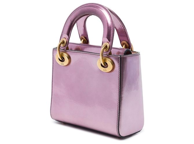Bolso Lady Dior Mini Satchel de charol metalizado rosa - vista 2