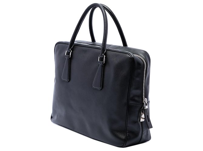 Borsa da Lavoro Prada Saffiano Lux Letterman Nera Nero - vista 2