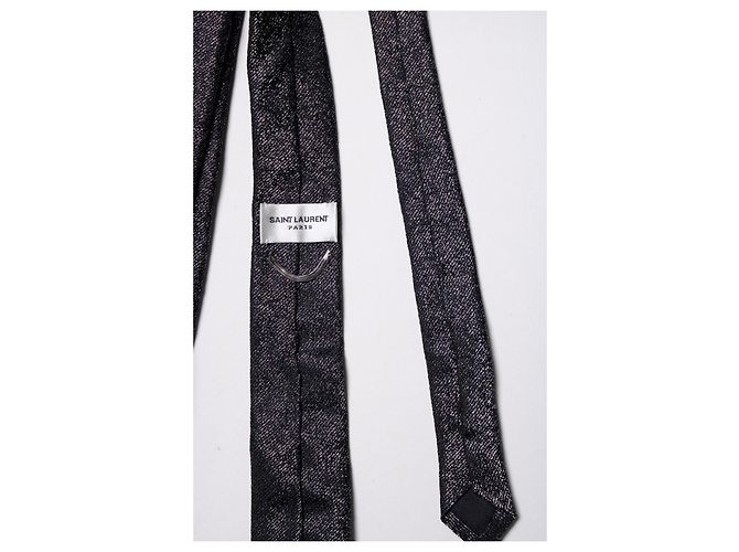 Autre Marque Saint Laurent, metallische Krawatte in Silbern - Ansicht 2