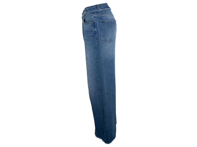 Alanui, jeans wide leg com franjas Azul - vista 4