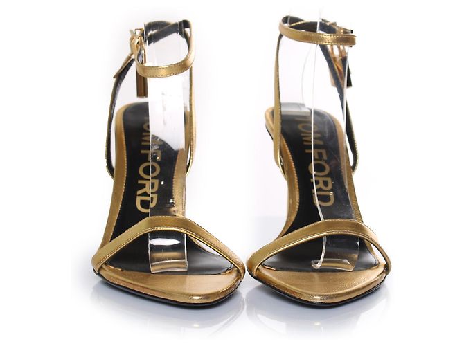 Tom Ford, goldfarbene Leder-Sandalen mit Vorhängeschloss Golden - Ansicht 5
