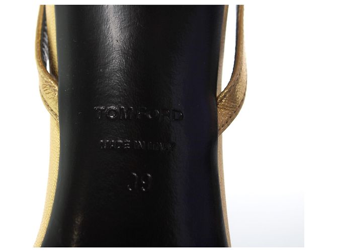 Tom Ford, goldfarbene Leder-Sandalen mit Vorhängeschloss Golden - Ansicht 8