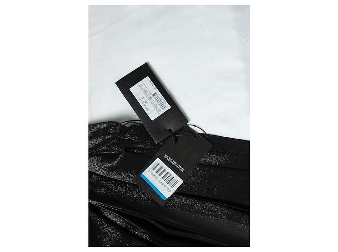 Autre Marque Saint Laurent, Camicia in lurex nera con dettagli arricciati Nero - vista 6