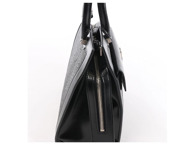 Autre Marque Saint Laurent Paris Uptown Small Leather x Raffia Handbag in Black 561203 Nero - vista 4