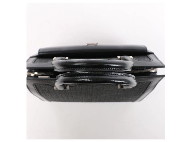 Autre Marque Saint Laurent Paris Uptown Small Leather x Raffia Handbag in Black 561203 Nero - vista 6