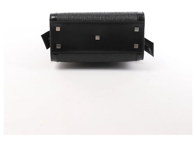 Autre Marque Saint Laurent Paris Uptown Small Leather x Raffia Handbag in Black 561203 Nero - vista 7