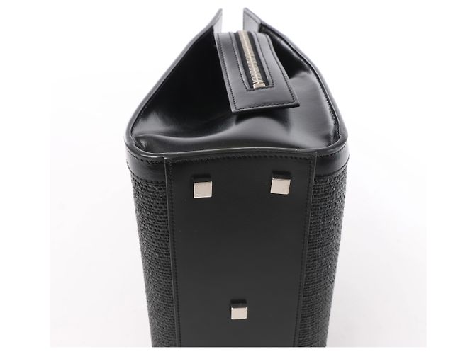 Autre Marque Saint Laurent Paris Uptown Small Leather x Raffia Handbag in Black 561203 Nero - vista 9
