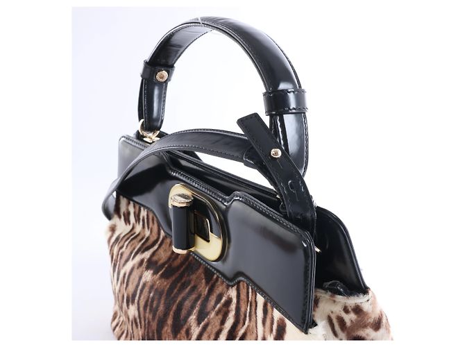Bulgari Borsa 2Way Bvlgari Isabella Rossellini Leopard in vitello con stampa leopardata x pelle Nero x Marrone - vista 3