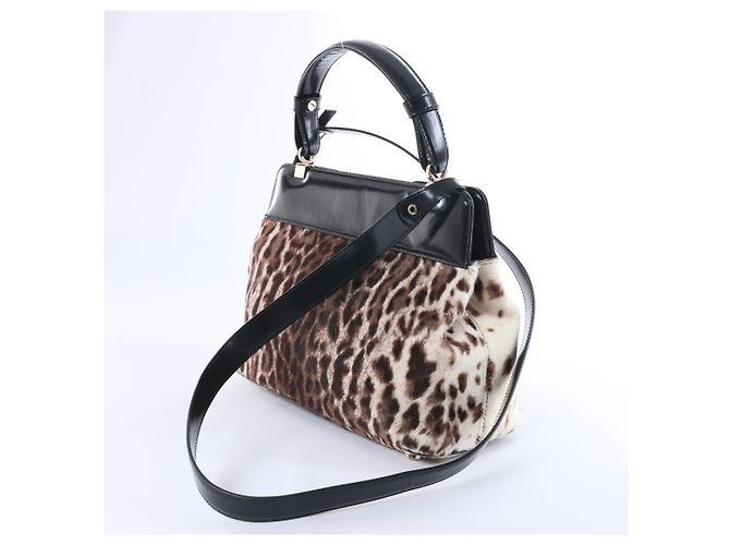 Bulgari Borsa 2Way Bvlgari Isabella Rossellini Leopard in vitello con stampa leopardata x pelle Nero x Marrone - vista 4
