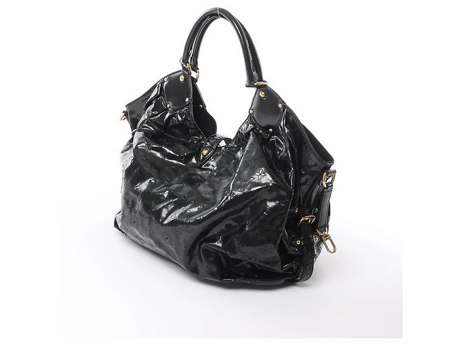 Borsa a tracolla Louis Vuitton Surya XL Monogram Mahina in pelle verniciata Nera M95796 - vista 4
