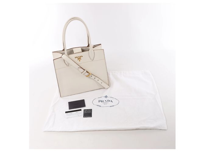 Sac à épaule 2Way Prada Bibliothèque en cuir blanc - vue 14