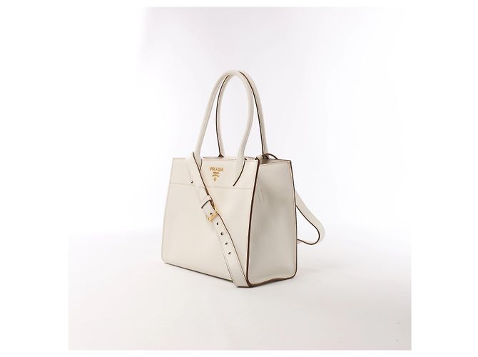 Sac à épaule 2Way Prada Bibliothèque en cuir blanc - vue 2