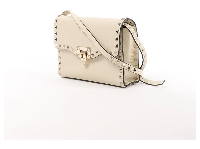 Borsa a tracolla Rockstud Small in pelle grana Valentino Garavani in Beige - vista 2