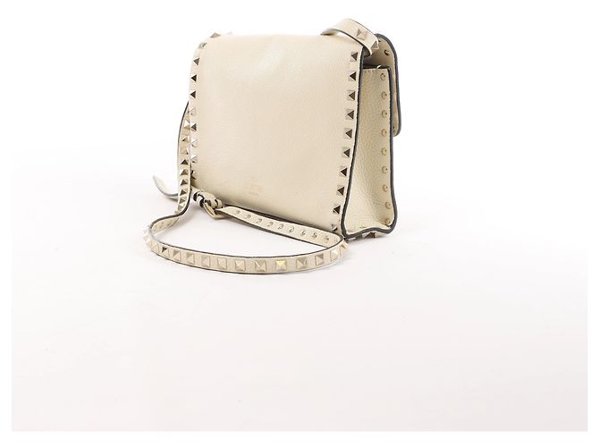 Borsa a tracolla Rockstud Small in pelle grana Valentino Garavani in Beige - vista 3