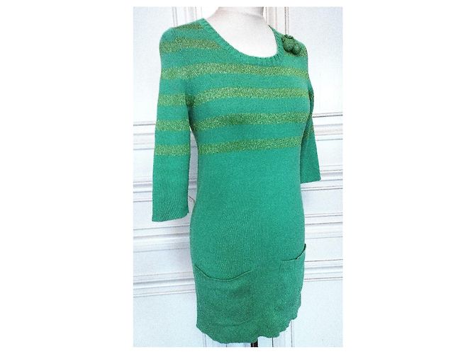 Sonia Rykiel Apfelgrünes Mini Strickkleid - Ansicht 15