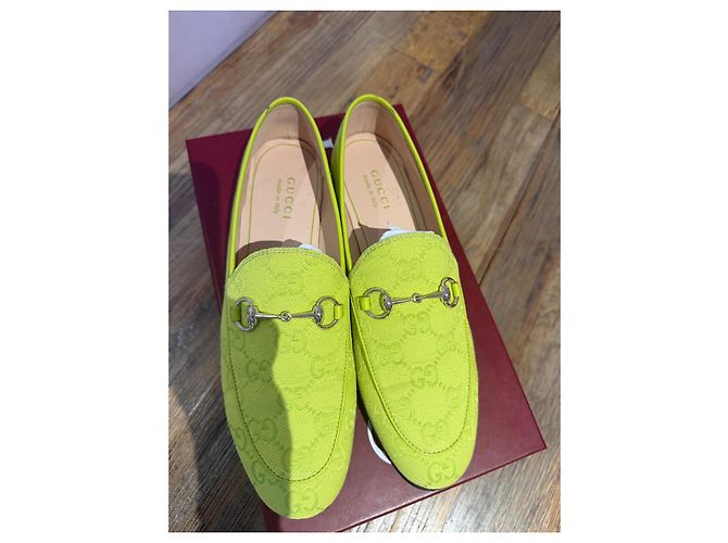 Mocassini Gucci in tela monogramma GG Verde - vista 5