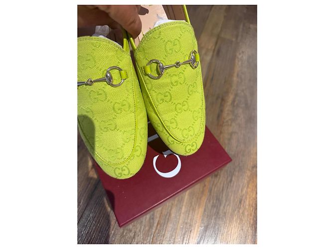 Mocassini Gucci in tela monogramma GG Verde - vista 6