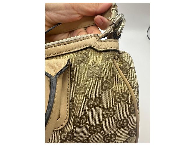 Gucci Princy Borsa Boston in tela monogram Marrone Beige - vista 12