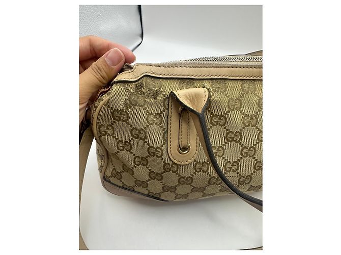 Gucci Princy Borsa Boston in tela monogram Marrone Beige - vista 13