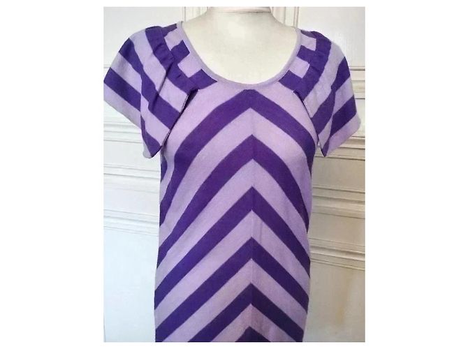 Sonia Rykiel Mini-Kleid aus feiner Strickwolle Lila - Ansicht 14