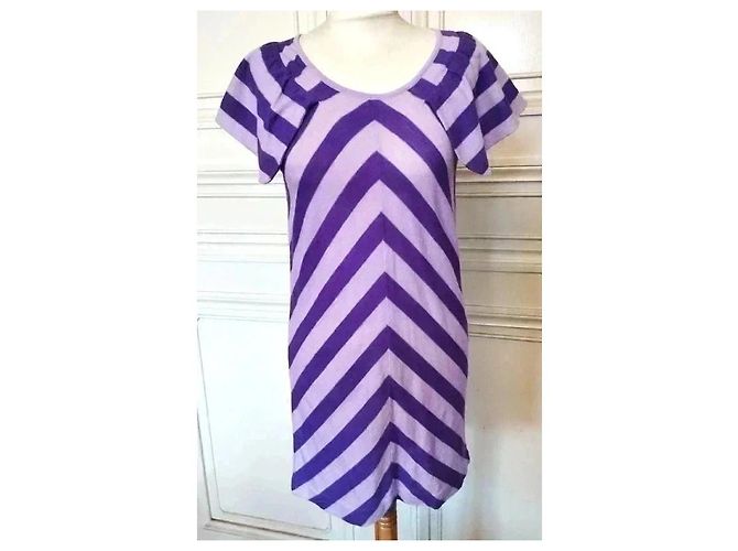 Sonia Rykiel Mini-Kleid aus feiner Strickwolle Lila - Ansicht 4