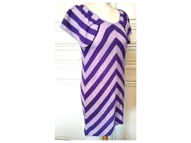 Sonia Rykiel Mini-Kleid aus feiner Strickwolle Lila - Ansicht 5
