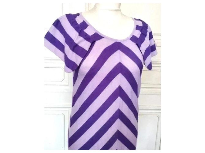 Sonia Rykiel Mini-Kleid aus feiner Strickwolle Lila - Ansicht 9