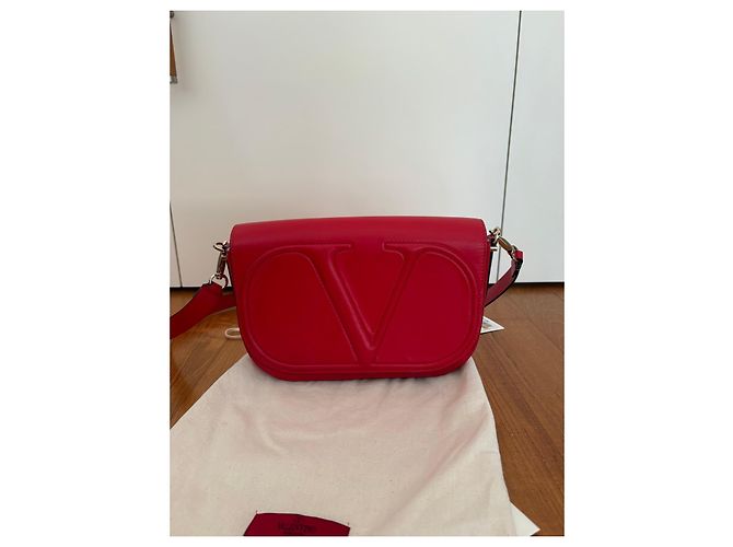 Valentino Garavani Borsa a spalla VLogo Pelle Rossa Rosso - vista 3