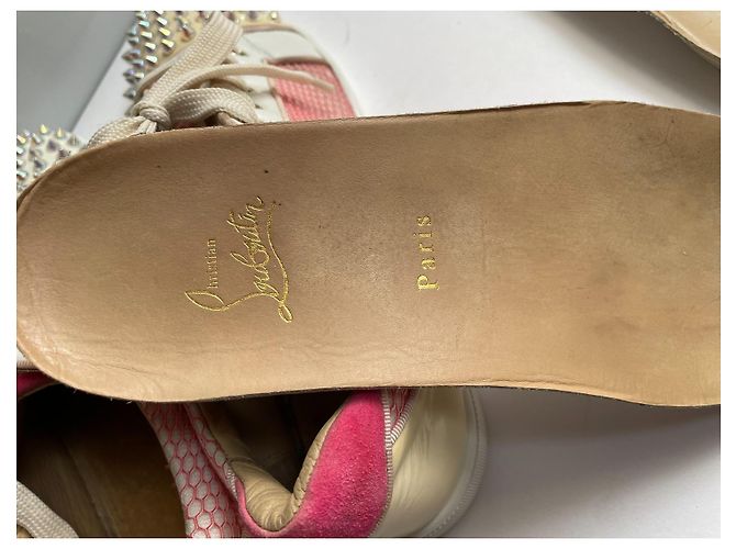 Christian Louboutin Sneakers con Borchie Rosa Bianco - vista 12