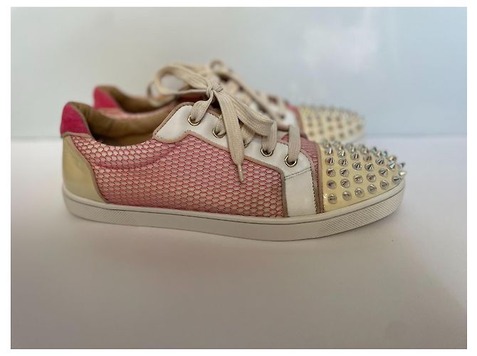 Christian Louboutin Sneakers con Borchie Rosa Bianco - vista 2